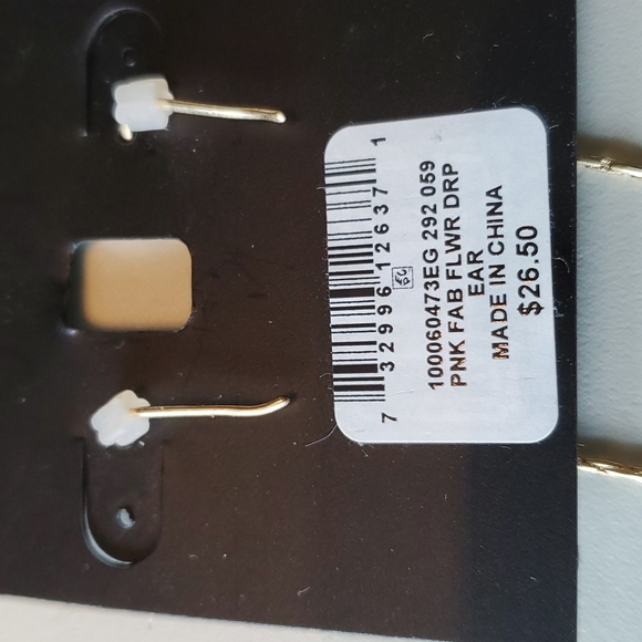 NWT Dangle pink flower rose drop earrings - Picture 3 of 5